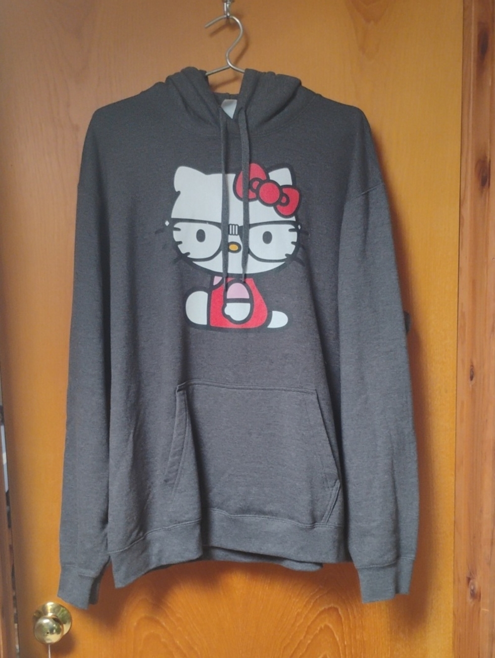 Hello Kitty Charcoal Gray Hoodie Sweater - Graphic Pullover